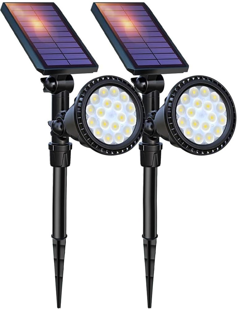 DBF Color Changing Solar Spotlight, 600LM Bright Color Outdoor Landscape Lights, Waterproof Christmas Decorative Flood Lighting 
