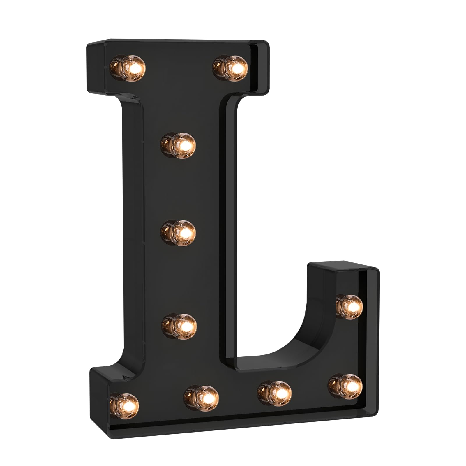 Foaky Black LED Letter Lights - Battery Operated Wall Decor for Bedroom, Home, Wedding, Party - Model Black-25, Size L