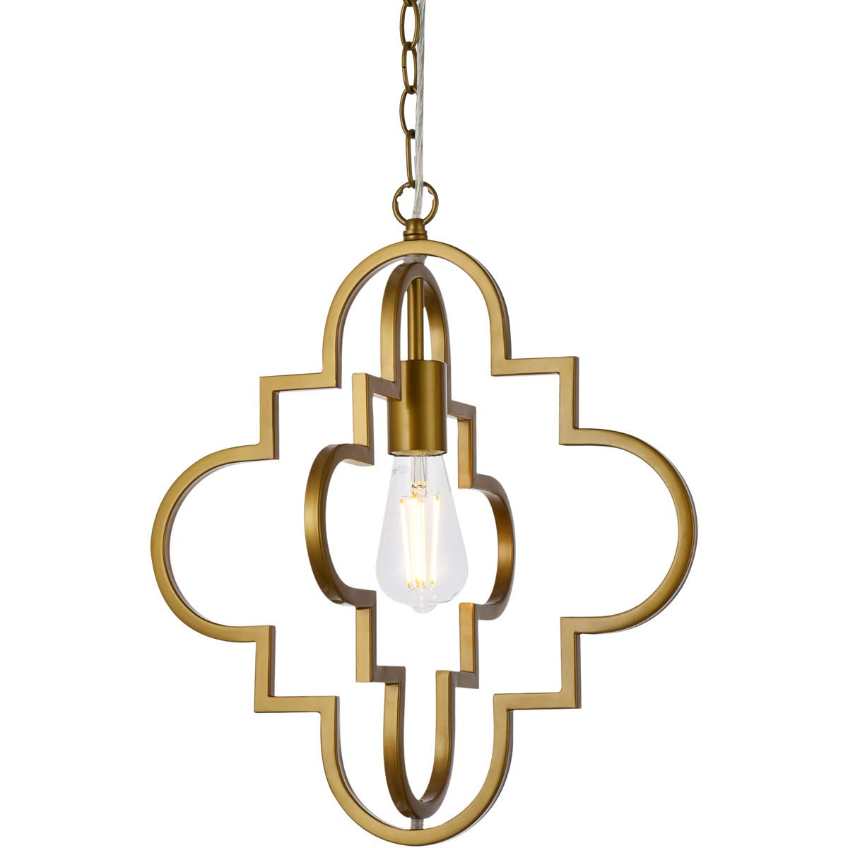 Living District Sandara 1-Light Mid-Century Metal Pendant in Brass