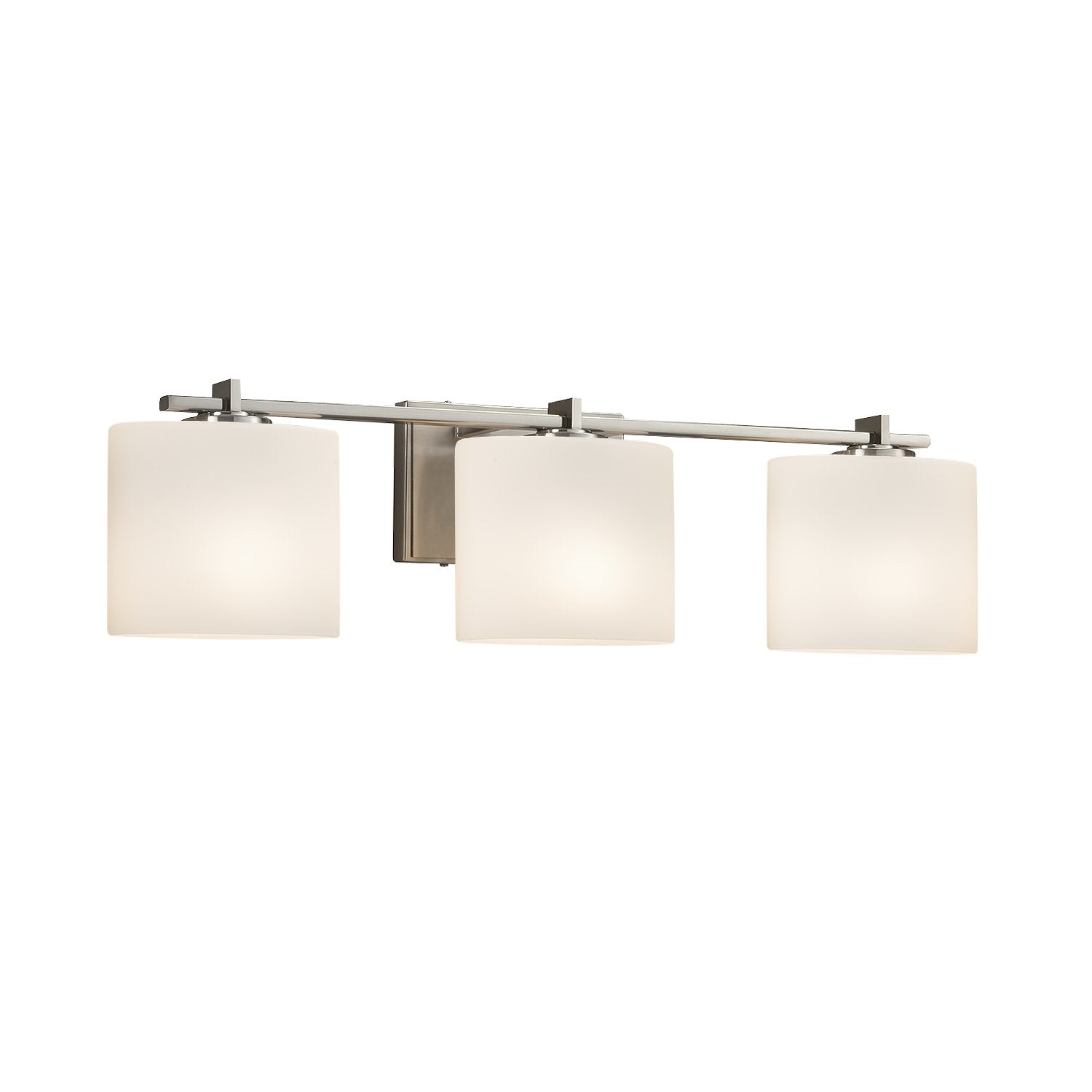 Fusion - Era 3-Light Bath Bar - Oval Artisan Glass Shade in Opal - Brushed Nickel Finish