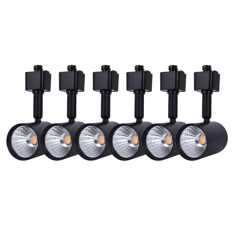 mirrea 6 Pack LED Track Lighting Heads, 6.5W, 24°, Aluminum, Black, 3000K Warm White, Compatible with H Type Track Rail