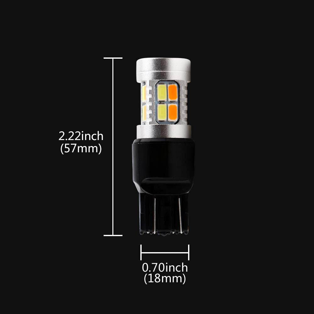 Grandview 7443 LED Light Bulbs 2-Pack, 400LM Amber/White Switchback, 12V, 5730 20SMD, 6500K-8000