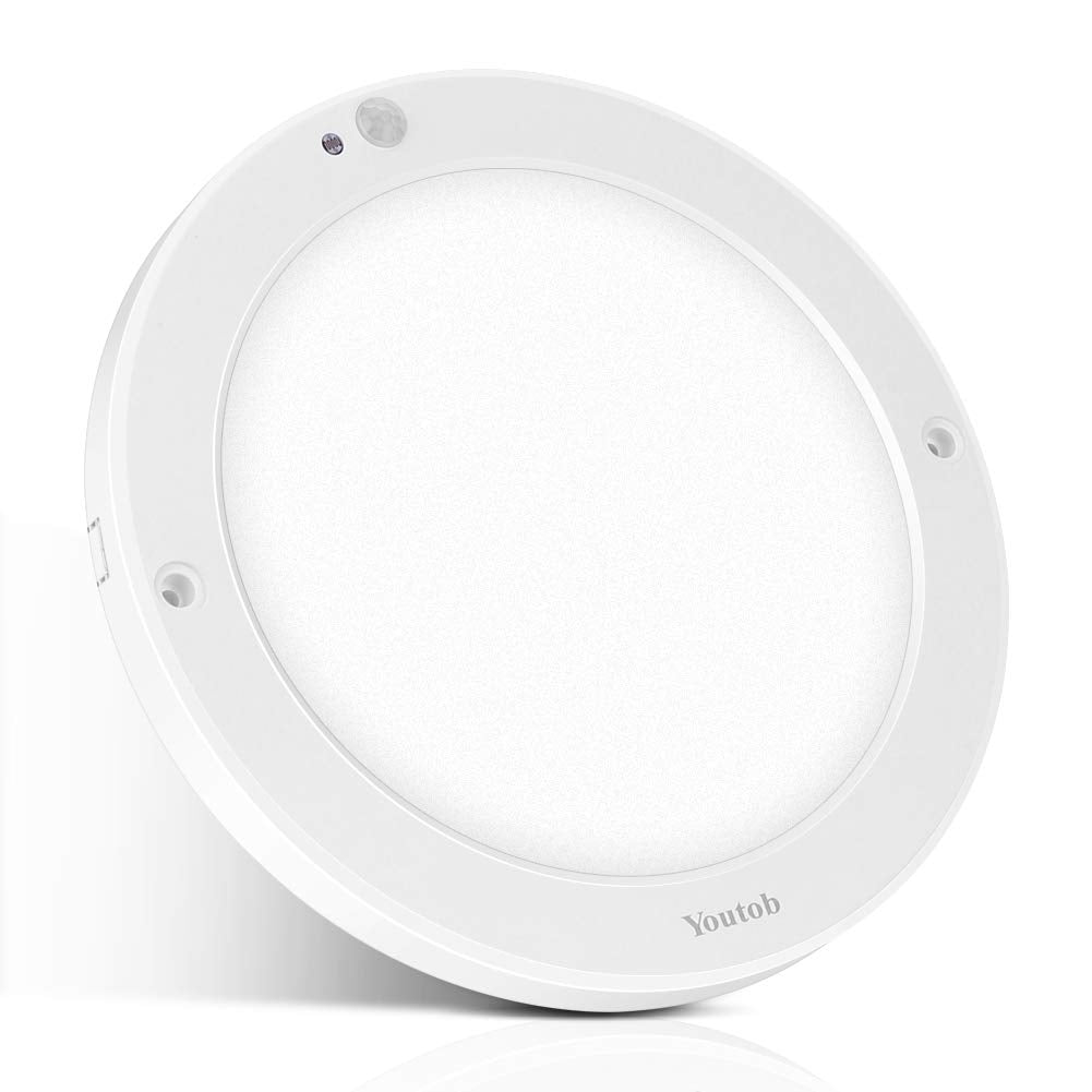 Youtob 15W Motion Sensor Ceiling Light, 1200Lm Led Flush Mount, 4000K Cool White, Etl