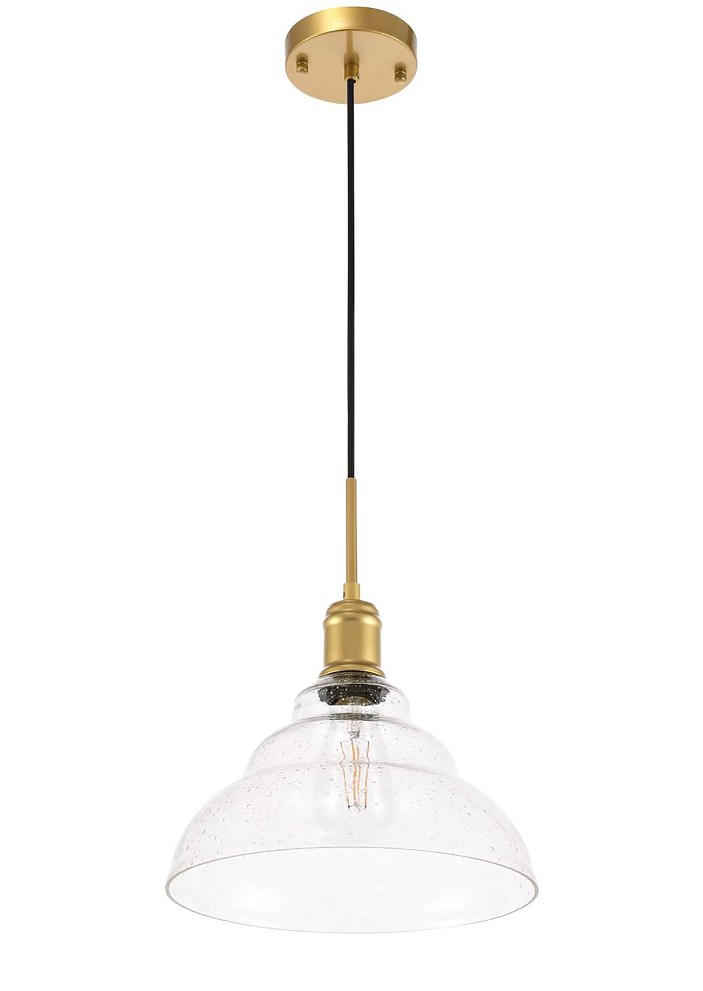 Living District Brass & Clear Glass Pendant Light - Modern Indoor Ceiling Fixture, 1 Light