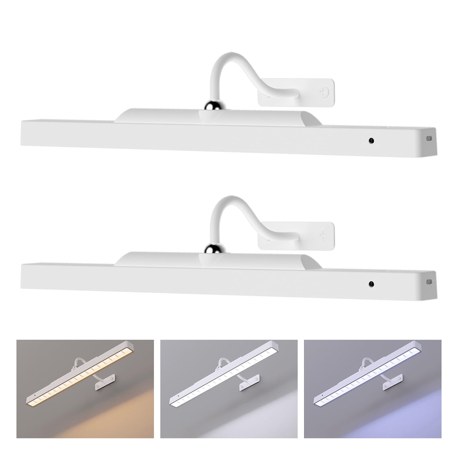 Craftersmark Cordless Picture Light - 350LM Dimmable, 5000mAh Battery, White, 2-Pack