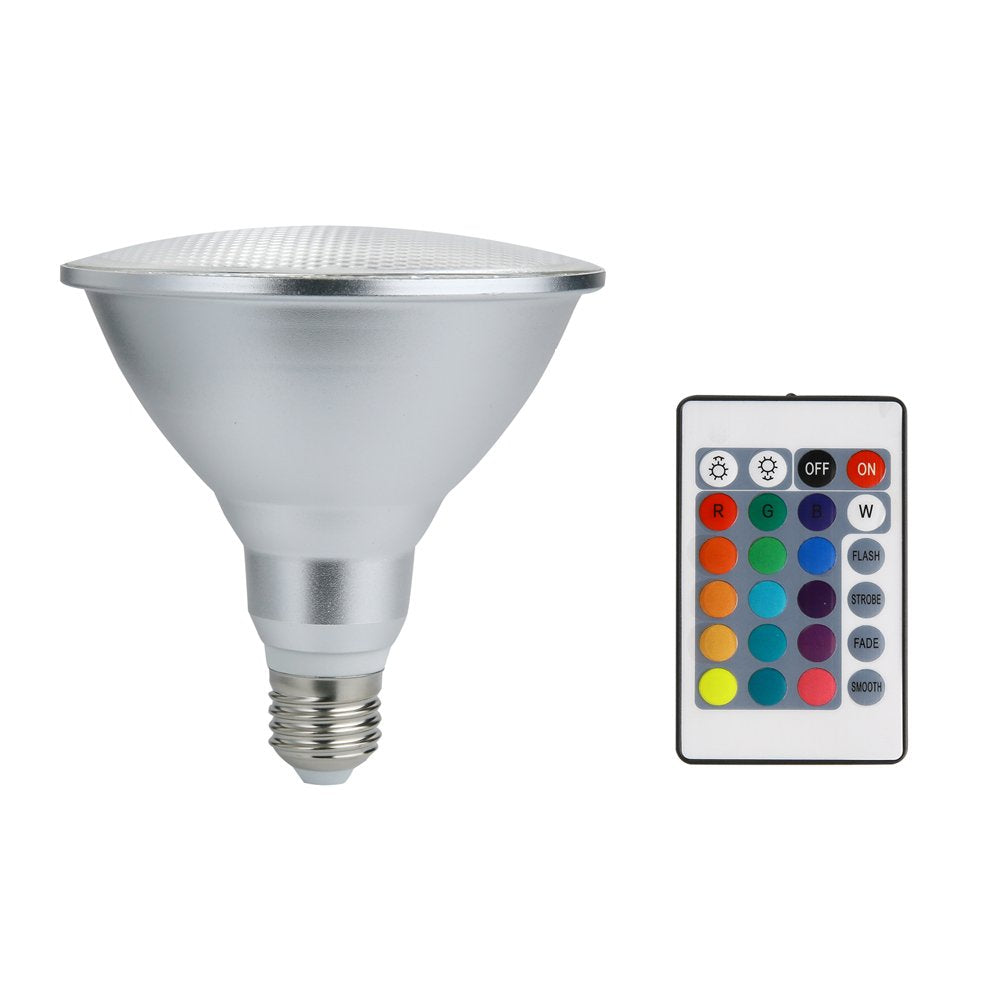Yacolit PAR38 LED Floodlight Bulb, RGB + Cool White, 45W, Waterproof for Indoor/Outdoor, Remote Control, Ideal for Home and Holiday Decor