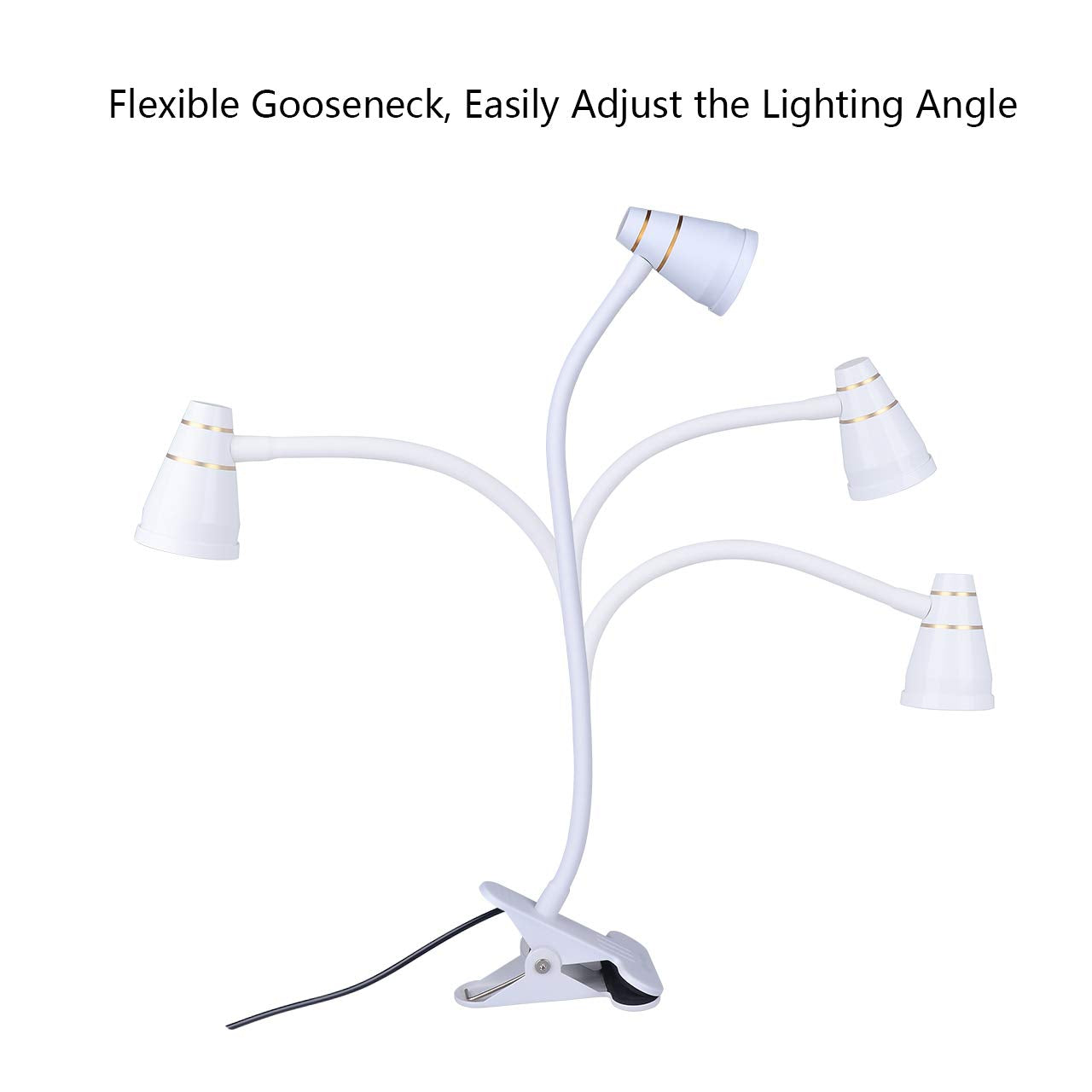CeSunlight LED Clip Desk Lamp - Adjustable 3000K-6500K, Milky White, Model A9-WHITE-US, Strong Clamp for Bed Reading