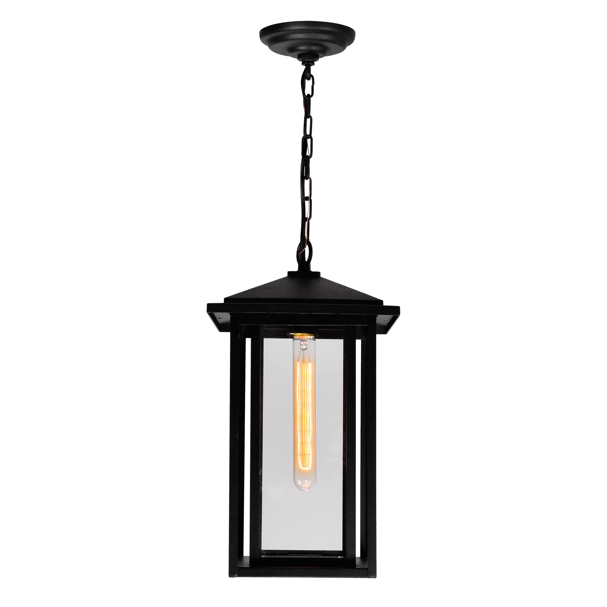CWI Lighting Crawford 1 Light Farmhouse Metal Outdoor Hanging Light in Black
