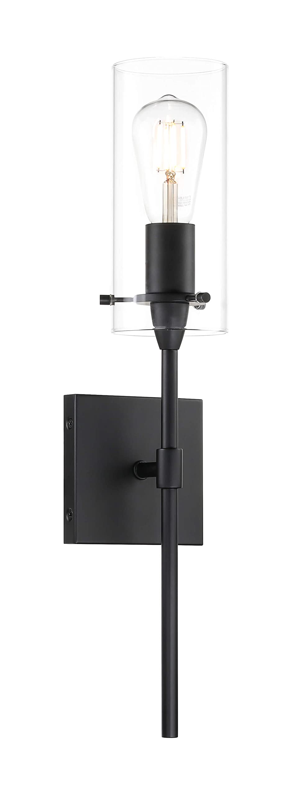 XiNBEi Lighting Black Wall Sconces - Modern Industrial 1 Light - 2 Pack Matte Black Iron - XB-W1301-2MB - Ideal for Bathroom & Hallway