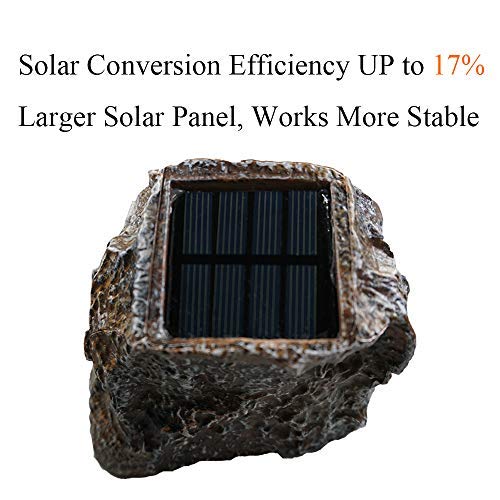 SunKite Solar Powered Rock Light, 10 LED Waterproof Garden Stone Lights, Brown, Model 758648052188, 2 Pack