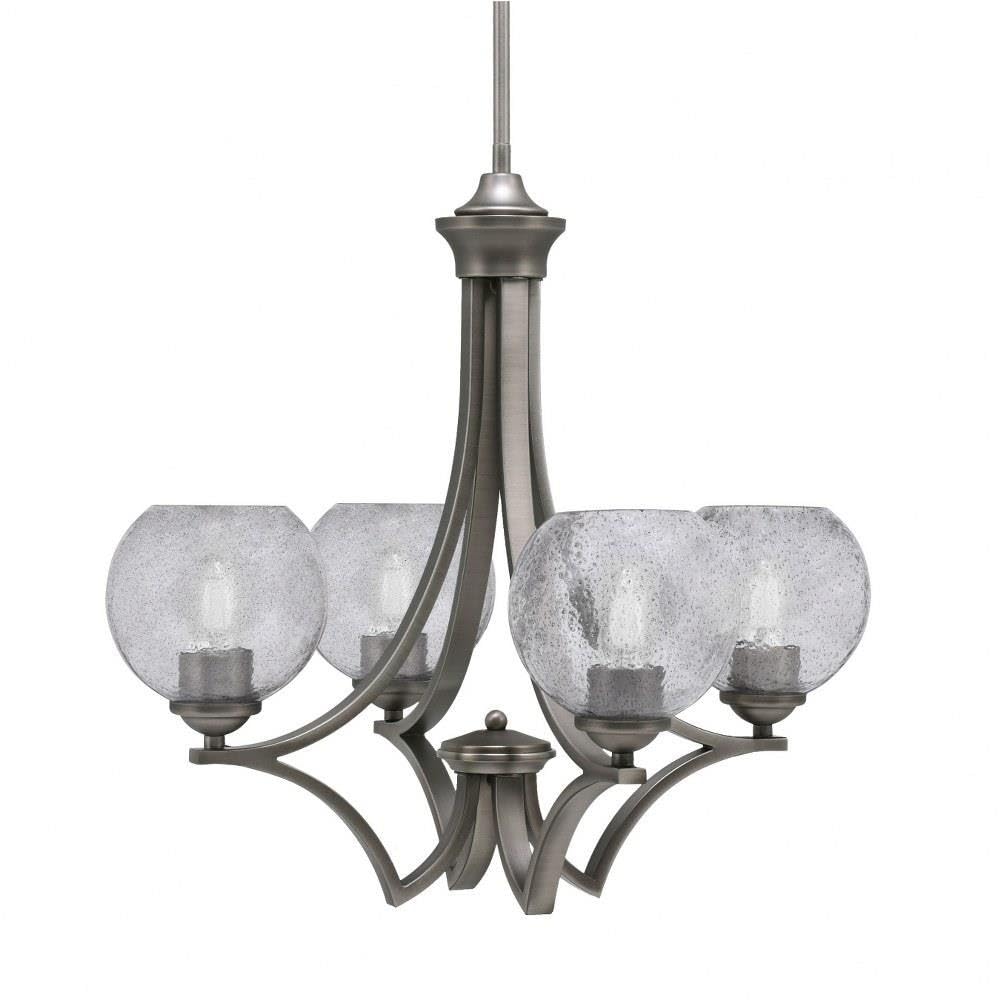 Toltec Lighting 564-GP-4102 Zilo - 4 Light Uplight Chandelier-19.75 Inches Tall and 20.75 Inches Wide, Finish Color: Graphite, Glass Color: Smoke Bubble