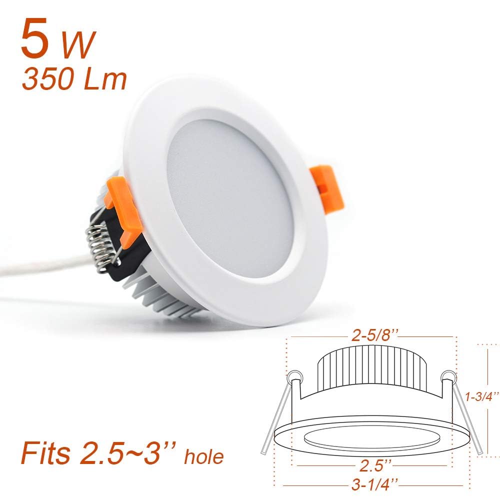 LEDLightsWorld Smart Recessed Lighting, 3 Inch, Dimmable RGBW, WiFi Compatible, 5W, 4 Pack, Aluminum, Model LLWRGB003