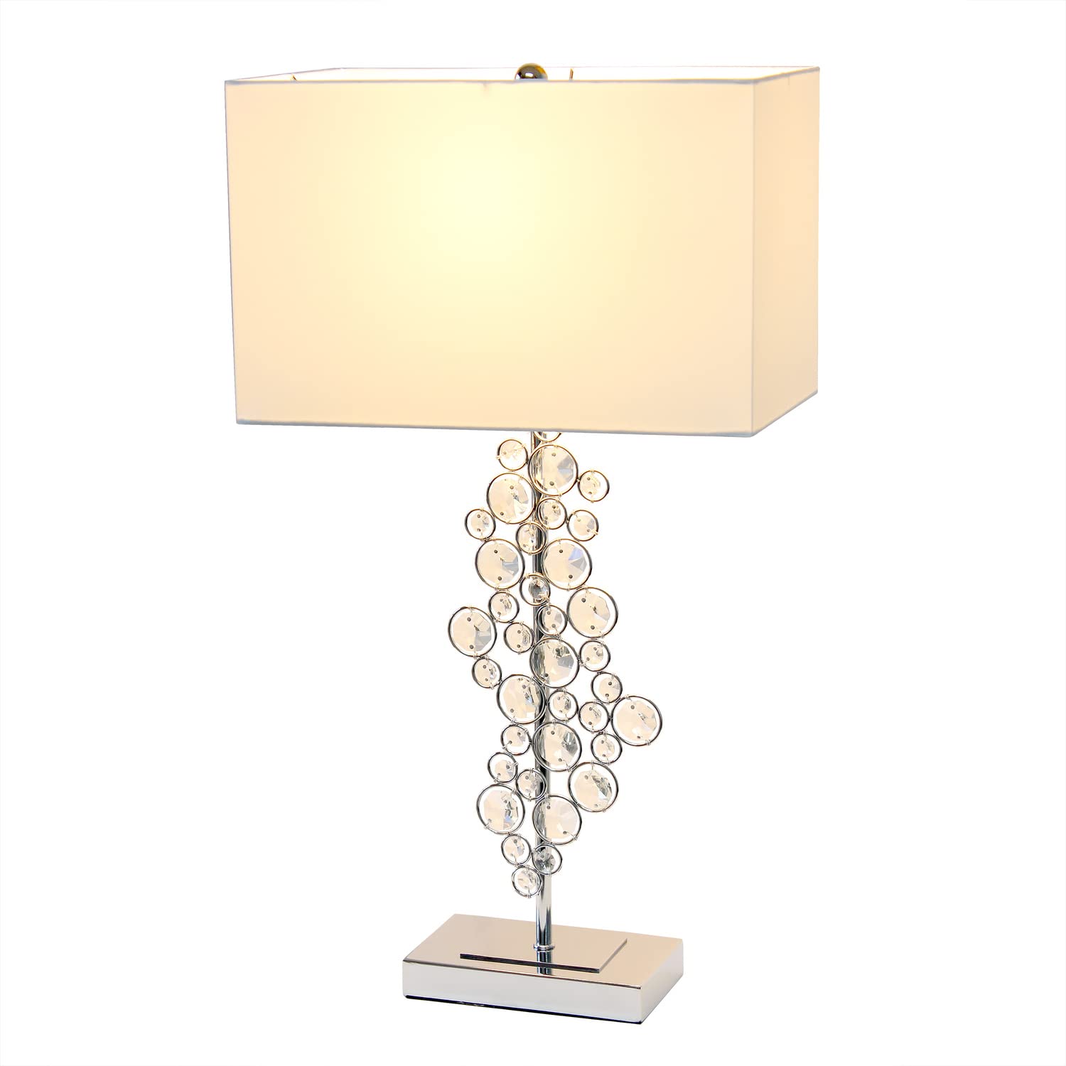 Lalia Home 26.25&quot; Chrome Crystal Table Lamp With White Fabric Shade - Contemporary Glam Decor