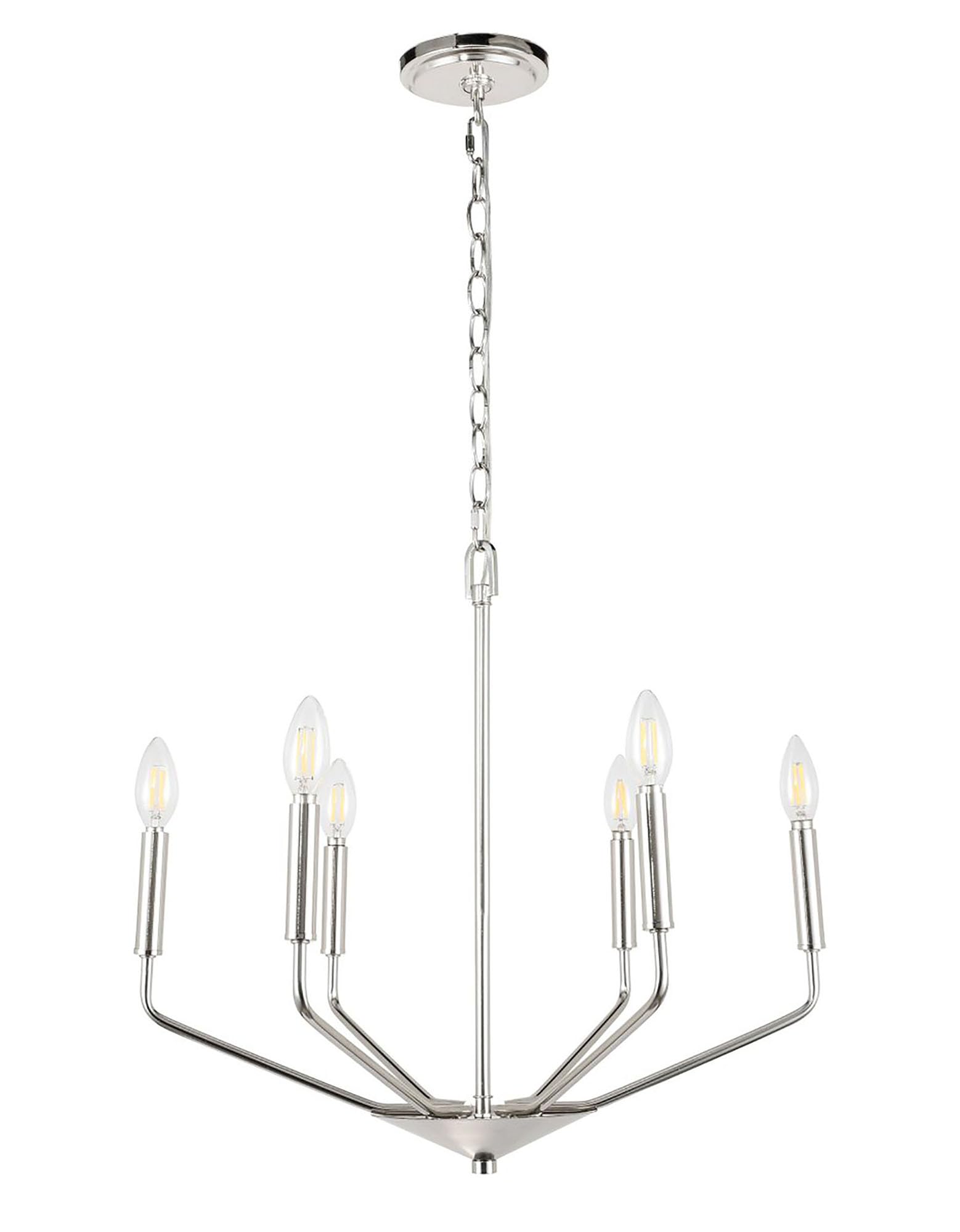 Living District Indoor Modern Home Decorative Bright Ceiling Enzo 6 Light Chrome Pendant