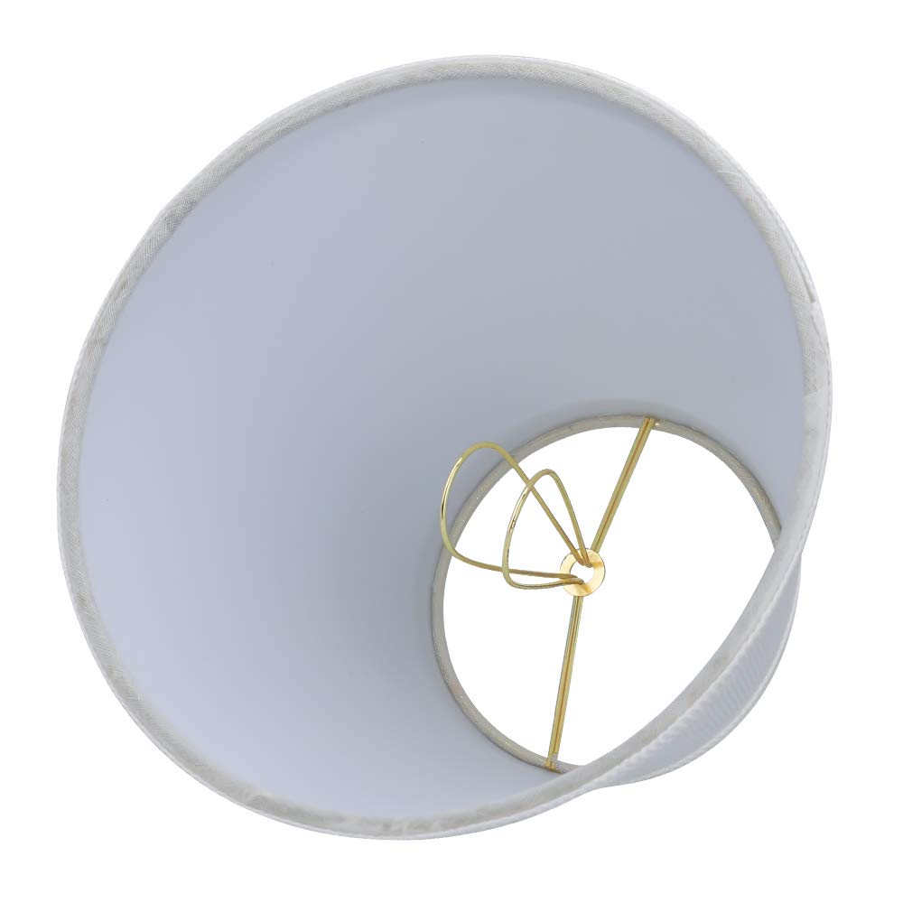 ALUCSET Double White Small Lamp Shade Clip On Bulb Set of 2 for Candelabra Bulbs, Barrel Fabric Lampshade for Table Chandelier W