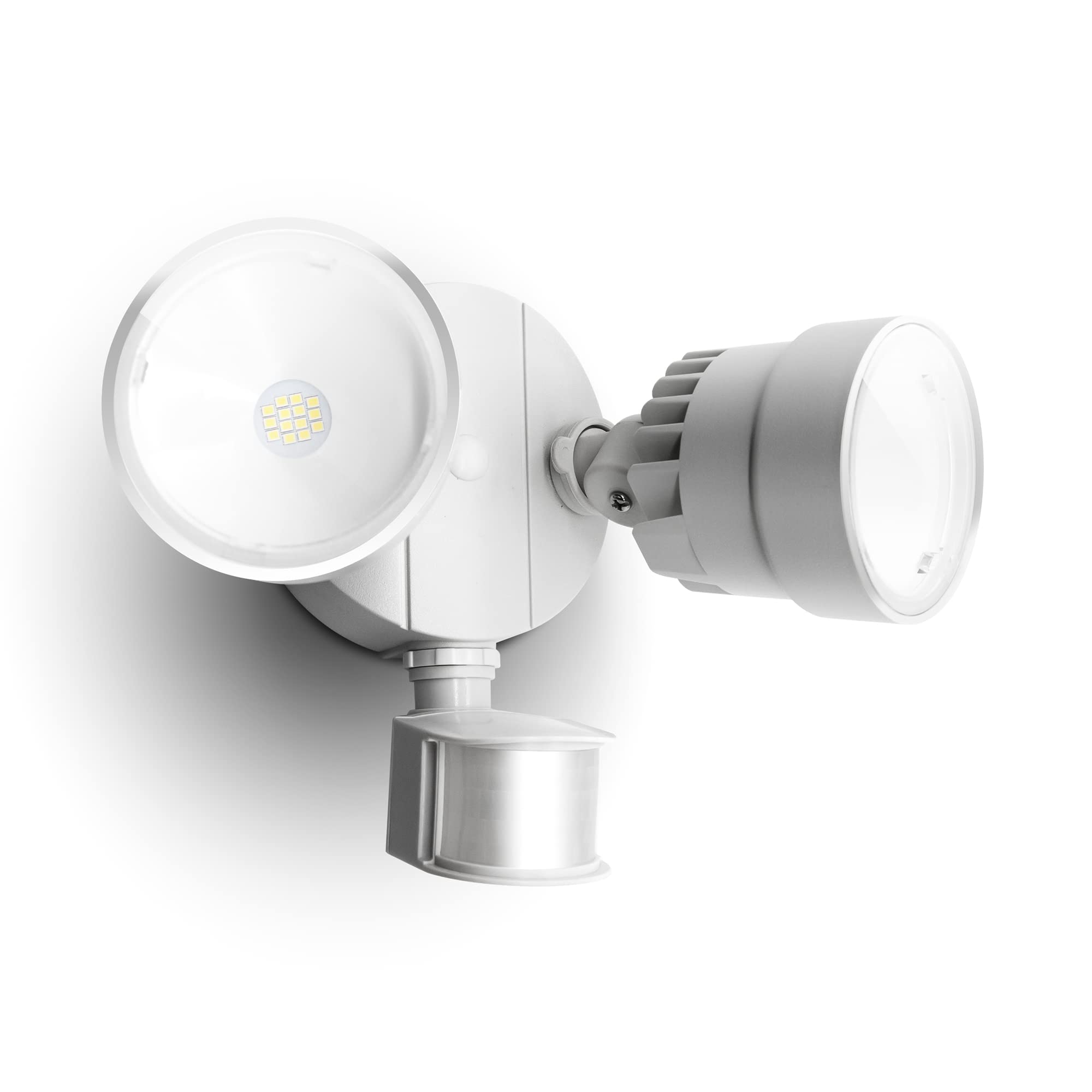 LUTEC P6221W-PIR24 2000 Lumen 18 Watt 26 LED Motion Activated Integrated Dual-Head Flood Light Outdoor, IP54 Waterproof Exterior