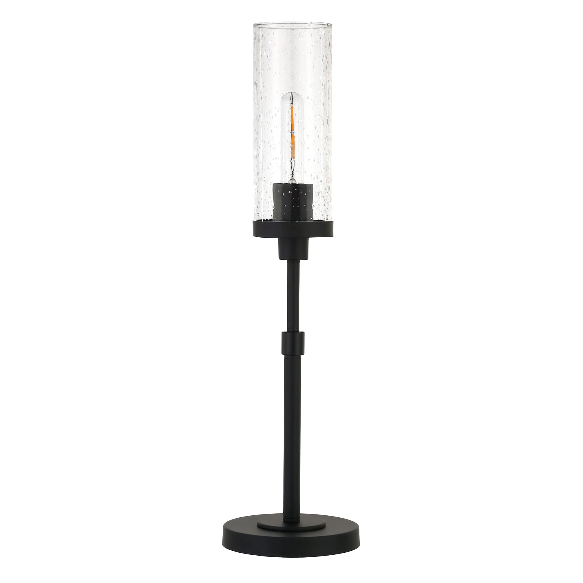 Frieda 26.68 Tall Table Lamp with Glass Shade in Blackened Bronze/Seeded