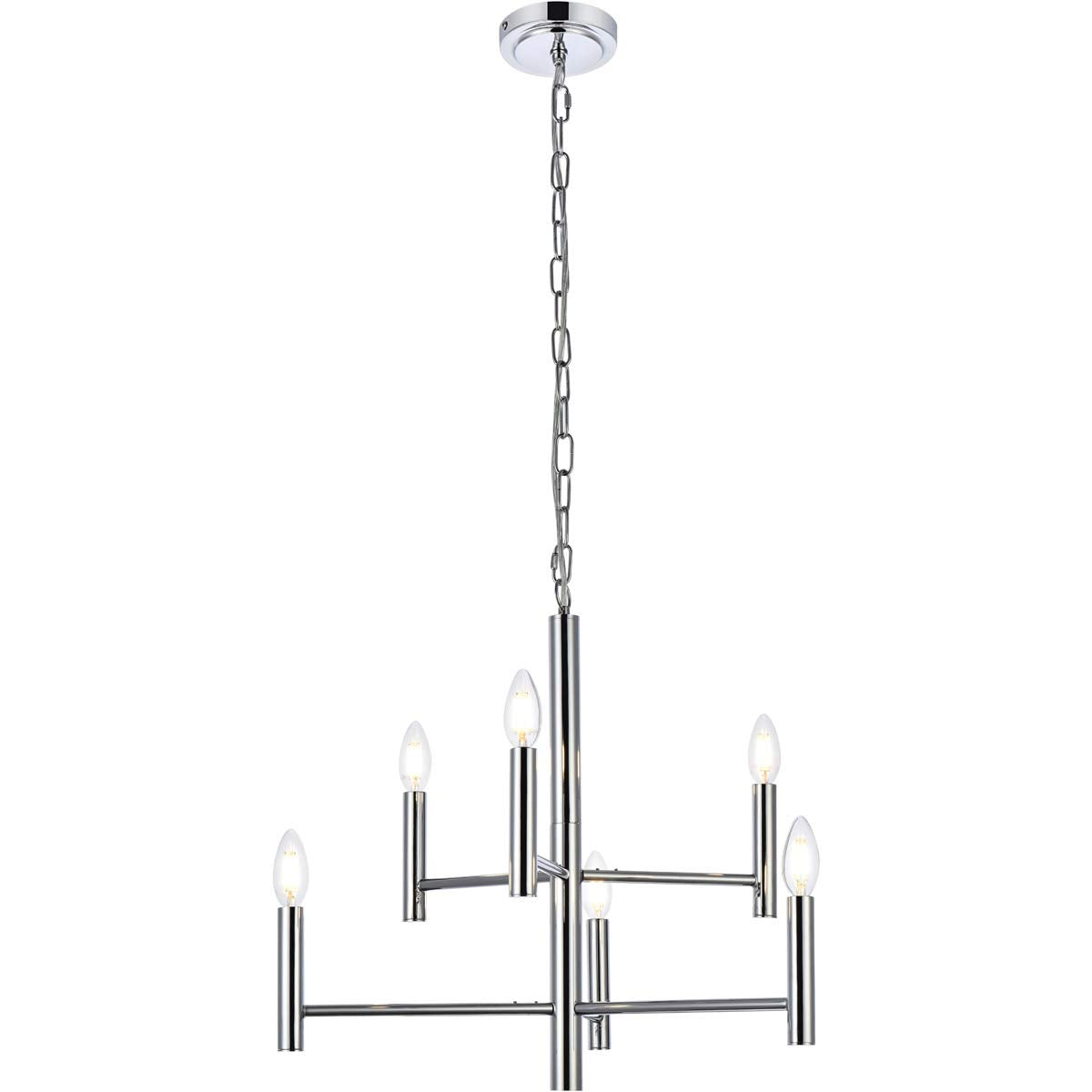 Living District Carmella 6-Light Mid-Century Metal Pendant in Chrome