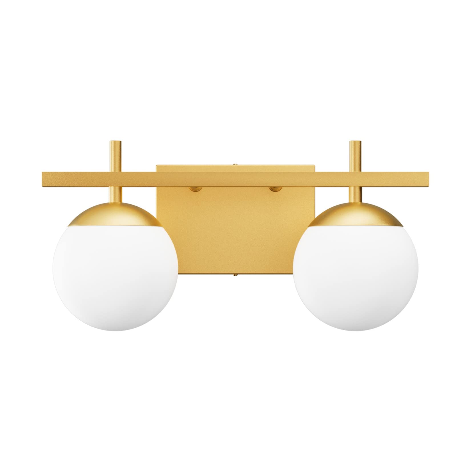 Ralbay 2-Light Gold Vanity Light Mid Century Modern Fixture Milky Glass Globe Model 1100
