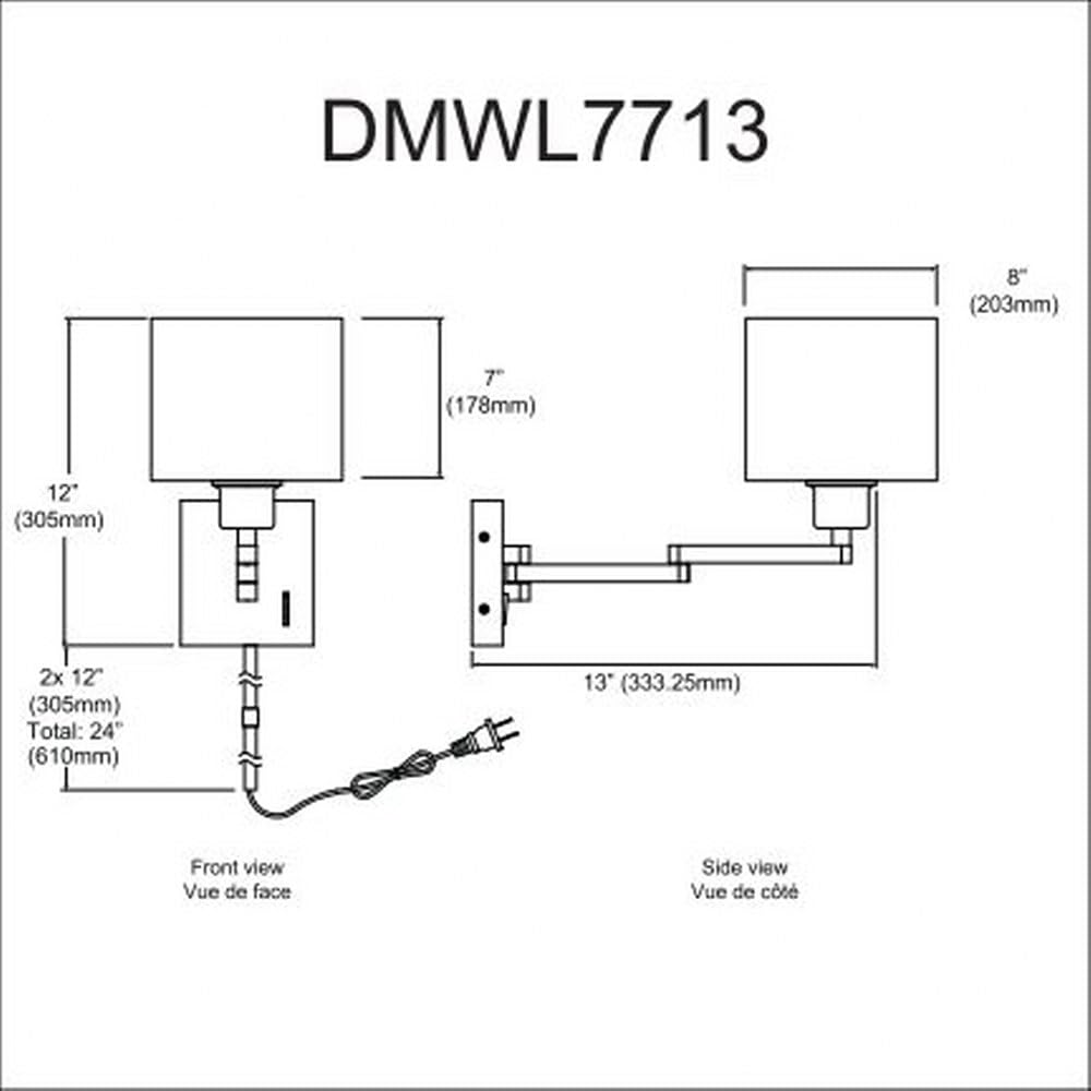 Dainolite Swing Arm Wall Lamp