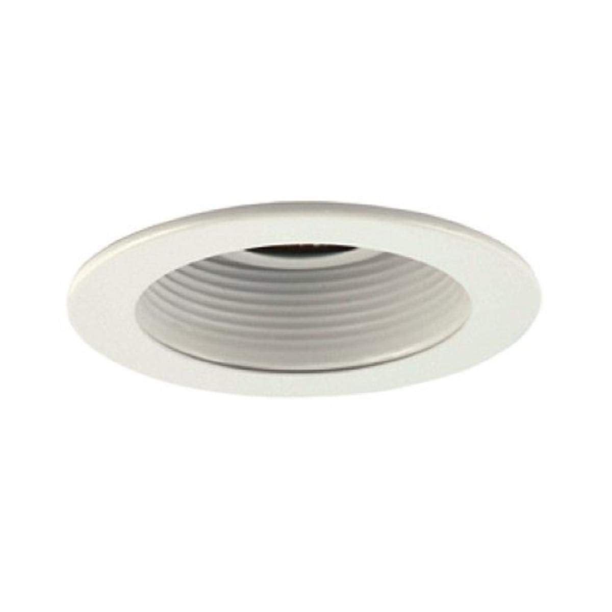 Jesco Lighting TM201WHWH 2-Inch Aperture Line Voltage Trim Recessed Light, Step Baffle, All White Finish