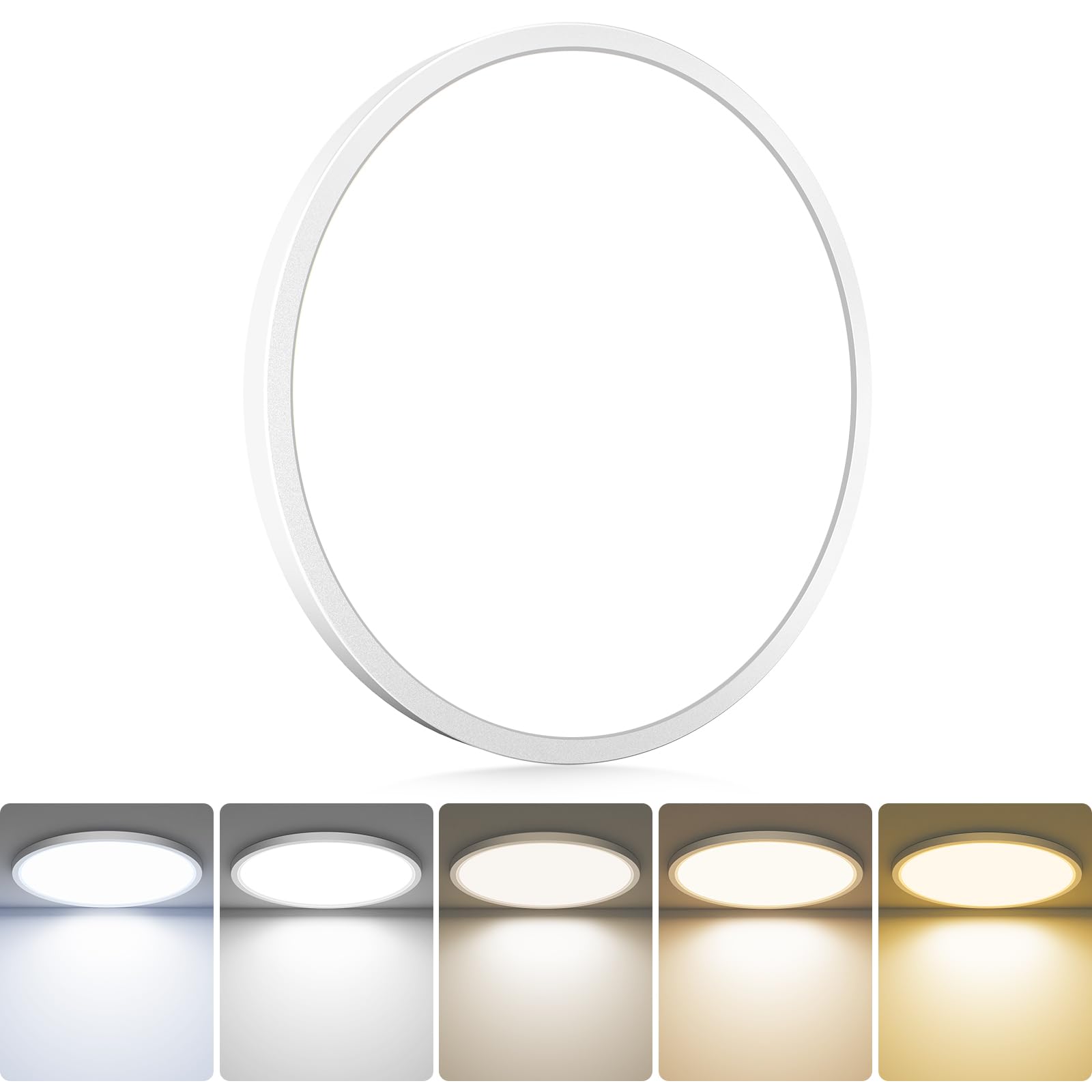 hepside LED Flush Mount Ceiling Light, 24W Dimmable, 13 Inch, Adjustable 3000K-6500K, Round, White