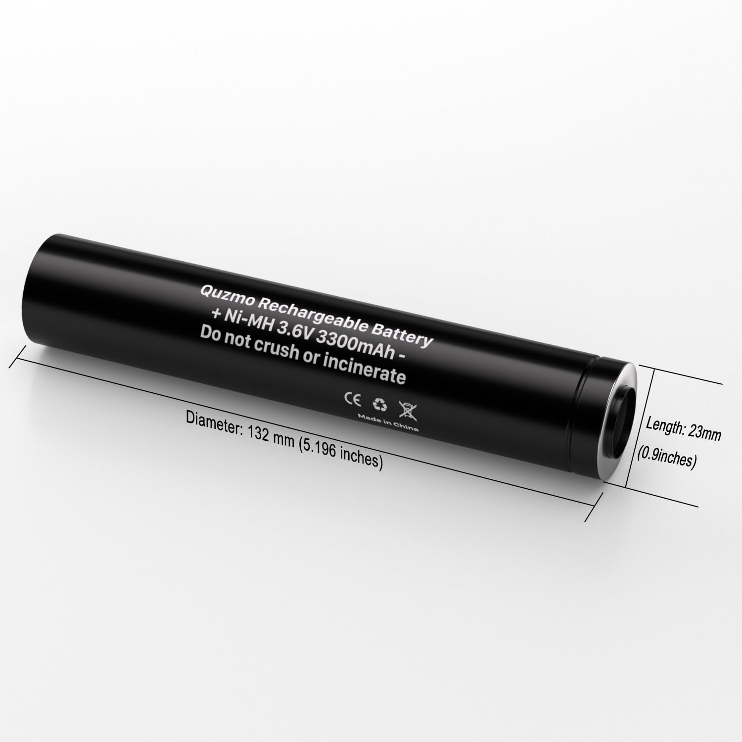 Quzmo 75175 Rechargeable Batteries, 3.6V 3300Mah Ni-Mh Battery For Streamlight Stinger Parts Xt, Ds, Led Hp, 75375 75300 75500 75810 76000 76300 Polystinger, Pelican M9 Flashlight 1-Pack