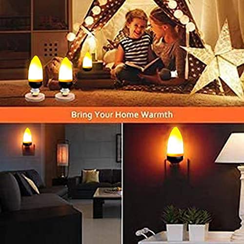 Dervacle LED Flame Effect Light Bulb E26, 4W Warm Yellow, Flickering Candelabra Bulbs, 2 Count, Ideal for Vintage Indoor/Outdoor Decor