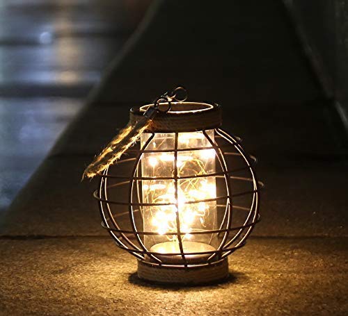 Jhy Design Metal Cage Led Lantern - 7.3&quot; Battery Powered Fairy Light For Indoor/Outdoor Events