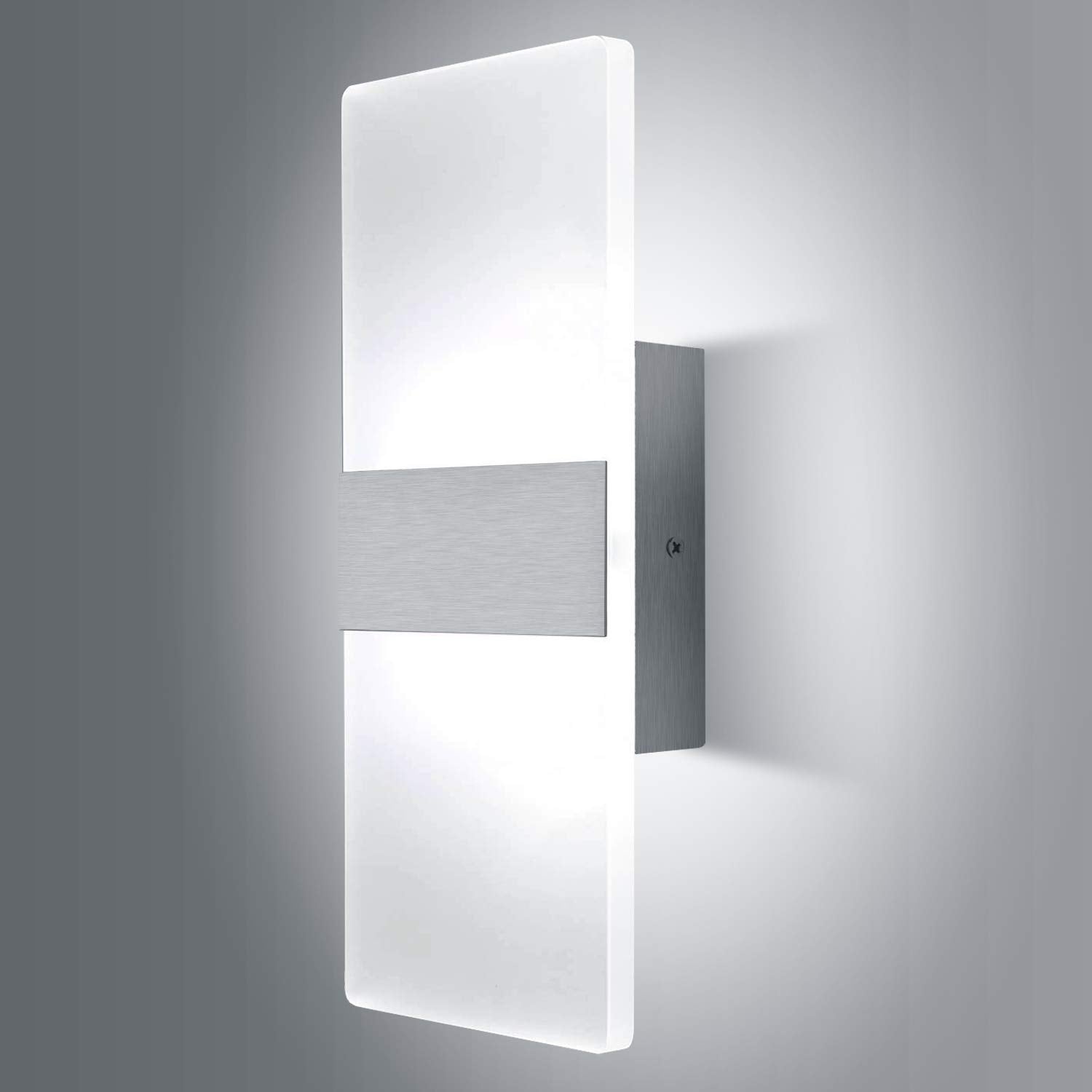 Lightess Modern Wall Sconce LED 12W Dimmable Up Down Acrylic Lamp HS521-1 Cool White