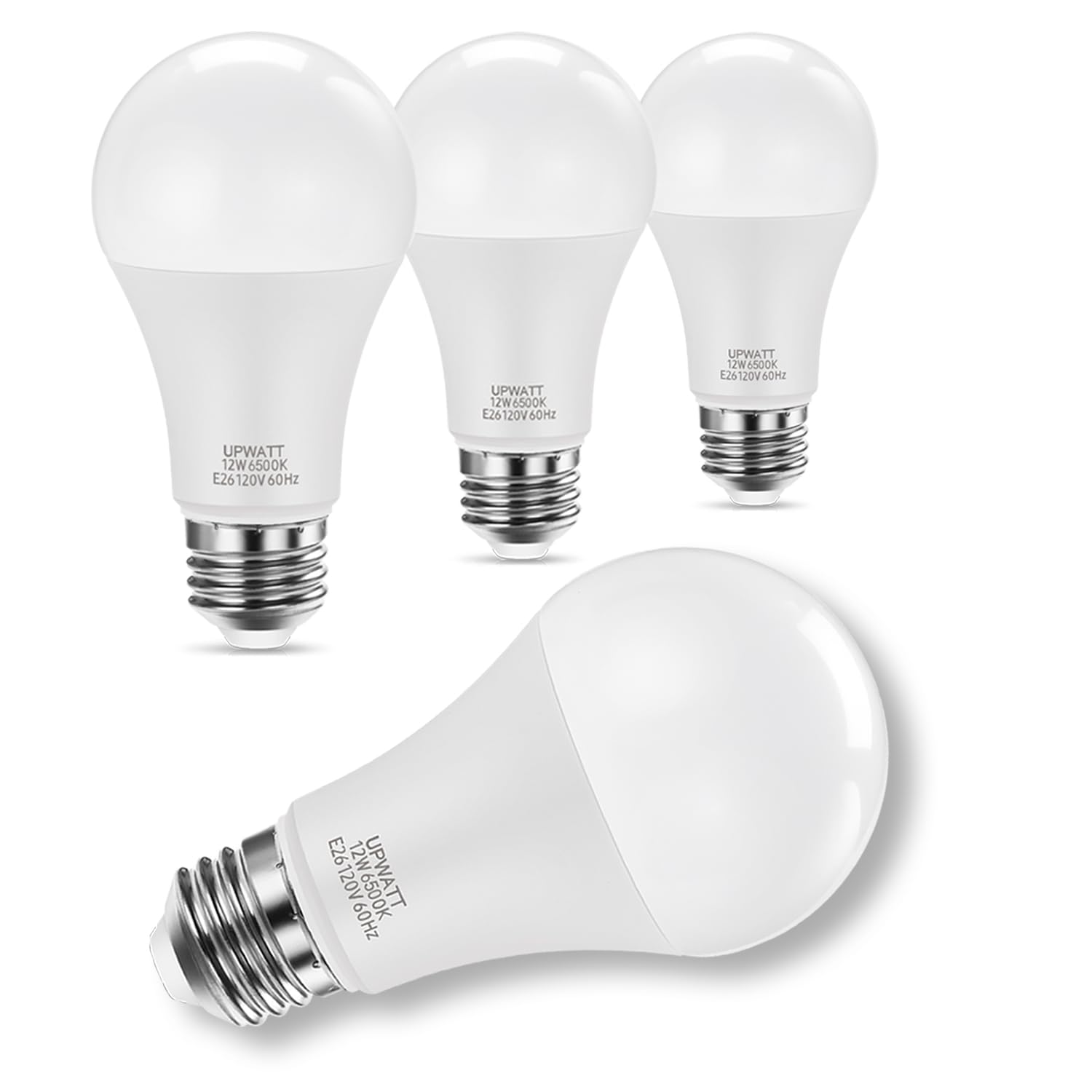 Upwatt Led Light Bulbs, A19 Daylight 6500K Light Bulb, 12W (100 Watt Equivalent) 1200 Lumens, Non-Dimmable, E26 Standard Medium