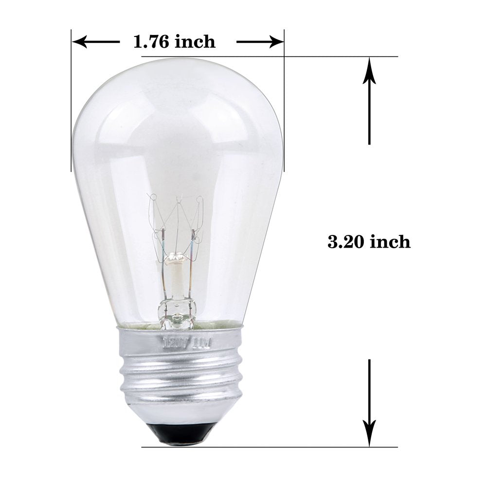 Skullis 30 Pack S14 Clear Outdoor String Light Bulbs, 120V 11W Vintage Shatterproof Patio Lights