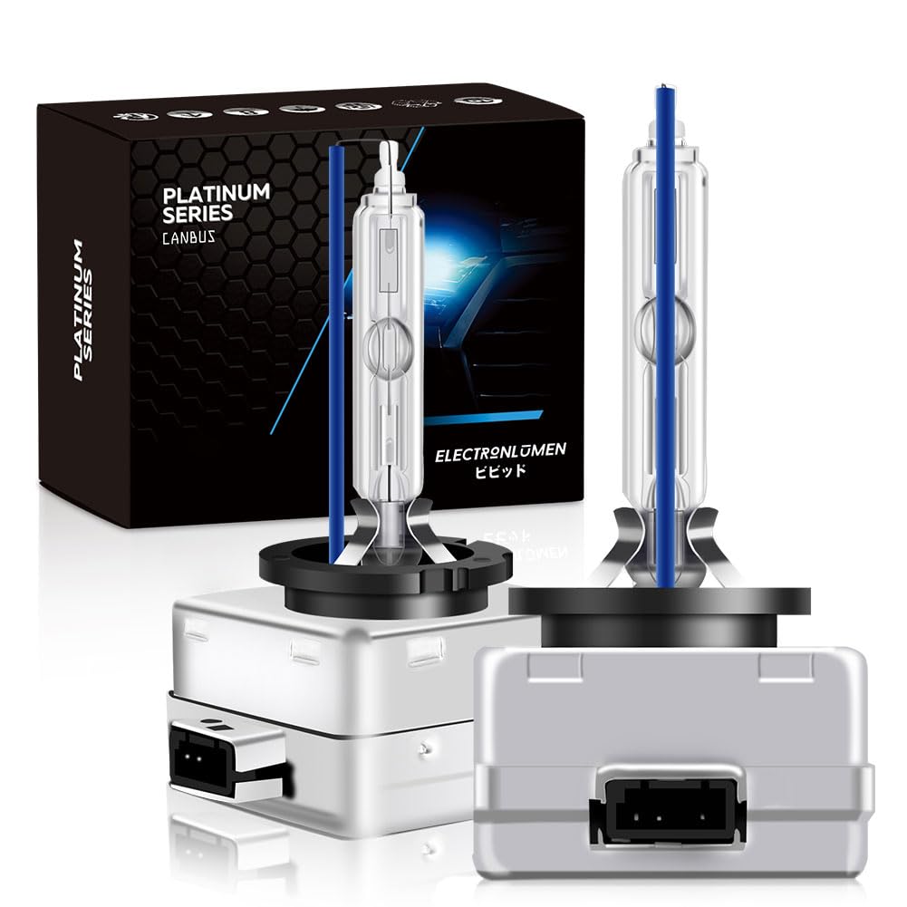 ELECTRONLUMEN D1S HID Xenon Headlight Bulbs 35W 8000K High Low Beam Replacement Headlamps - Ice Blue, Pack of 2