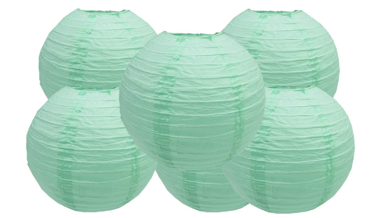 Matissa 12''(30CM) Pack of 6 Paper Lantern Wedding Party Decoration Craft Lamp Shade (Mint Green)