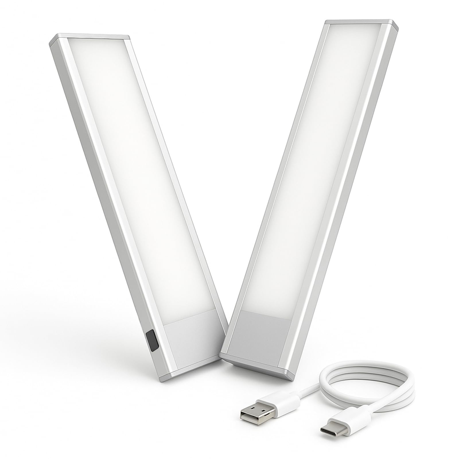 VST Rechargeable LED Cabinet Light, Warm Light 3000K, Aluminum, 7.87in, 2 Pack, Silver, Model BT09W31AMZUS1001