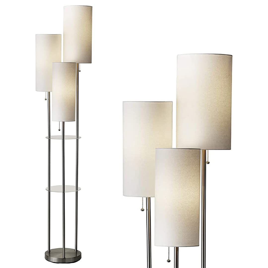 Adesso Trio Floor Lamp 4305-22, Brushed Steel, 68in x 14in x 11.7in, Metal