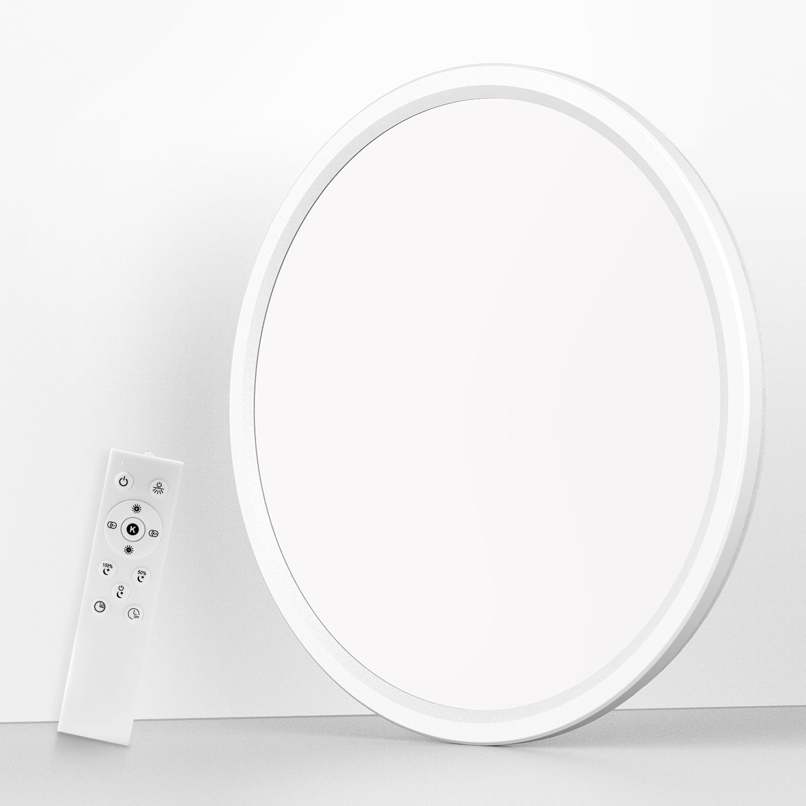 15 Inch LED Flush Mount Ceiling Light with Remote, 36W 3600LM 1800K/2700K/4000K/6500K Dimmable Ceiling Light with Night Light Lo