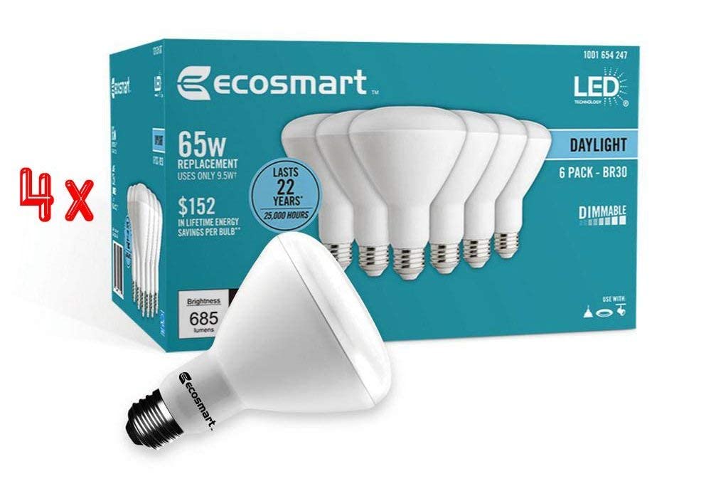 Ecosmart Daylight Br30 Led Flood Bulb, 9W, 685 Lumens, Dimmable, 12-Pack,
