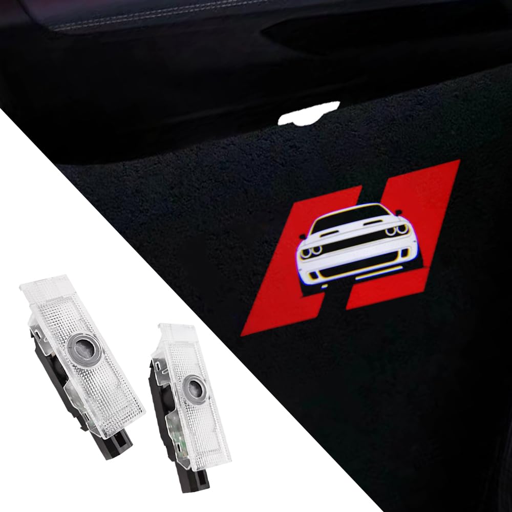2 Pcs Car Door Logo Lights Compatible For Challenger 2015-Present Courtesy Led Ghost Shadow Light Projector Lamps Accessories (R