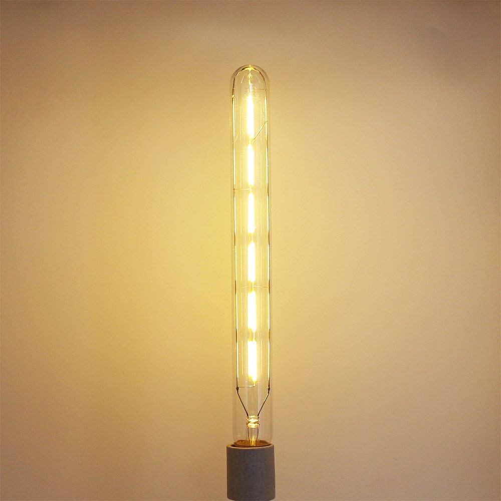 Leools Vintage LED Filament Bulb T300, 6W Dimmable, Warm White, 11.81in, Clear Glass, Pack of 4, 600LM (60W
