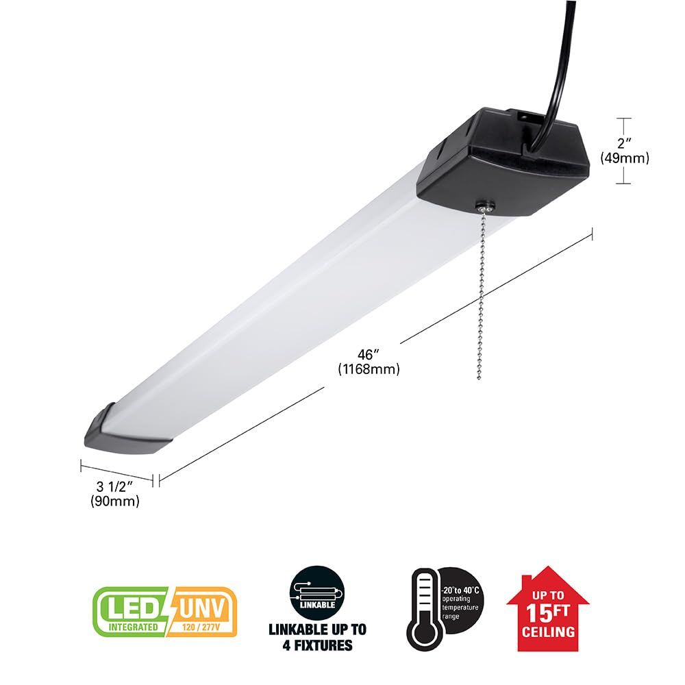 Metalux Shp 4 Ft. 128-Watt Equivalent, 10000 Lumens Integrated Led, White Shop Light, 4000K Cct