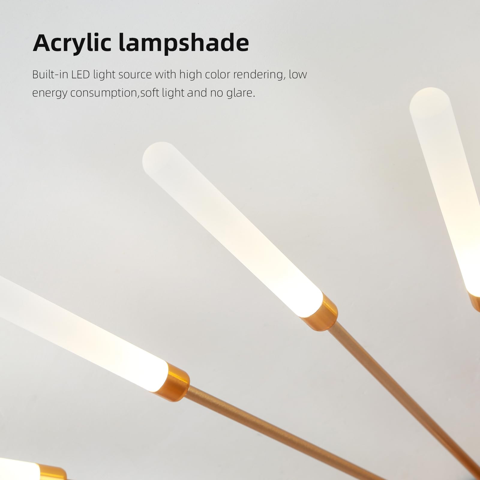 Jaymp Ceiling Light Modern Flower Shape Ceiling Lamp For Living Room Dining Room Flush Mount Metal Acrylic Sputnik Firework Petal Led Lighting Fixture (Matte Gold, 42+1 Lights)