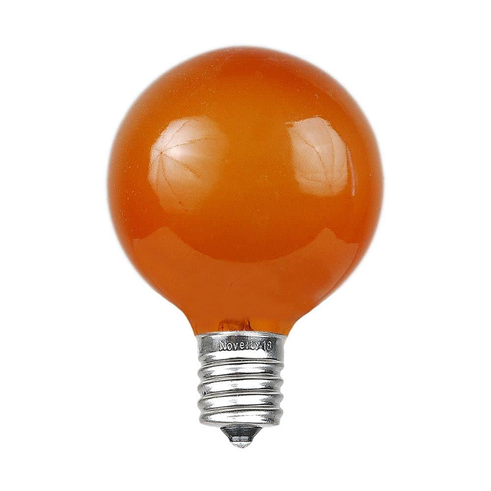 Novelty Lights 25 Pack G40 Orange Outdoor Incandescent Replacement Globe Bulbs, 3000 Hour Lifespan