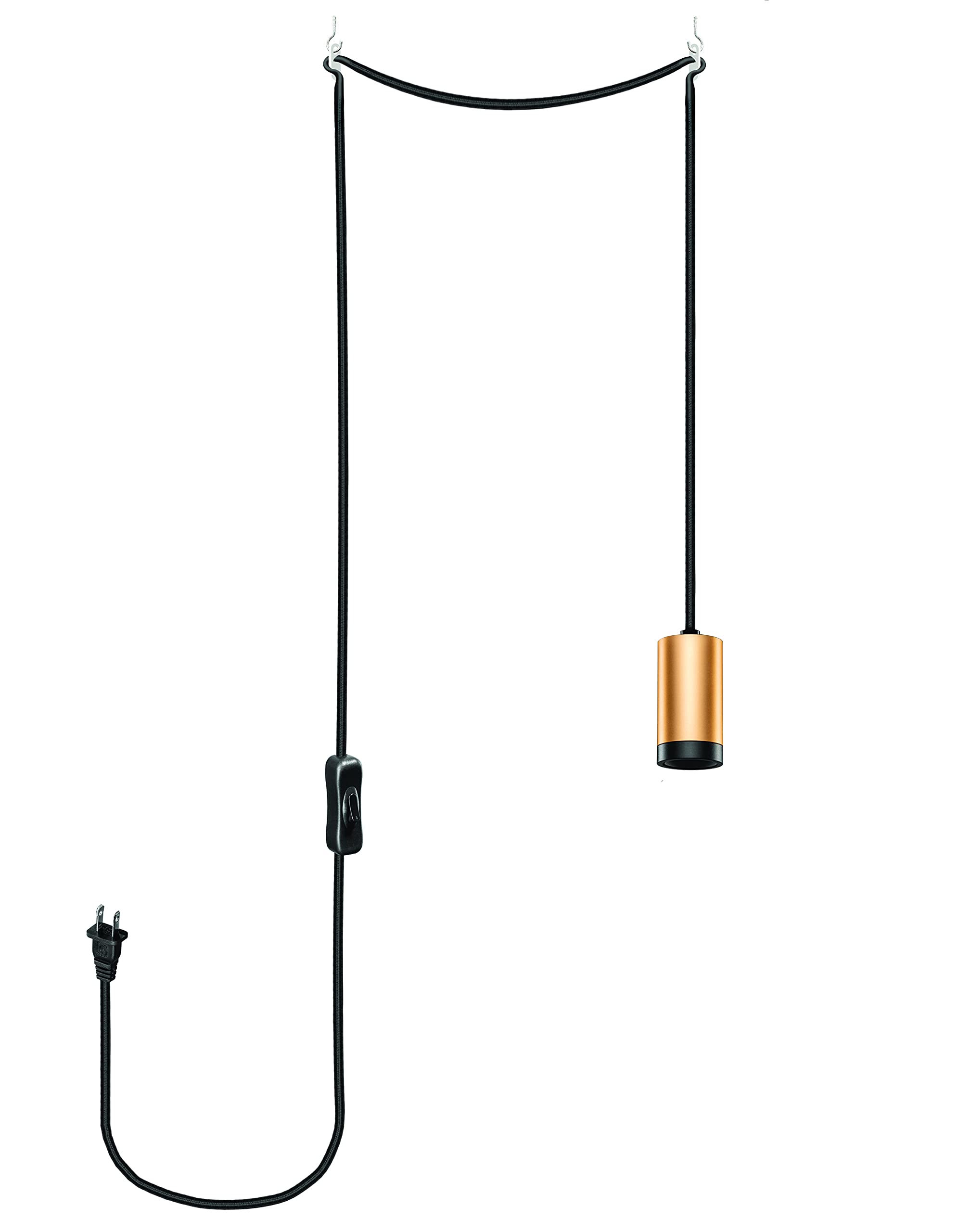 Next Glow 10Ft Pendant Light Cord With Vintage Socket, Brass & Black, Diy E26 Fixture
