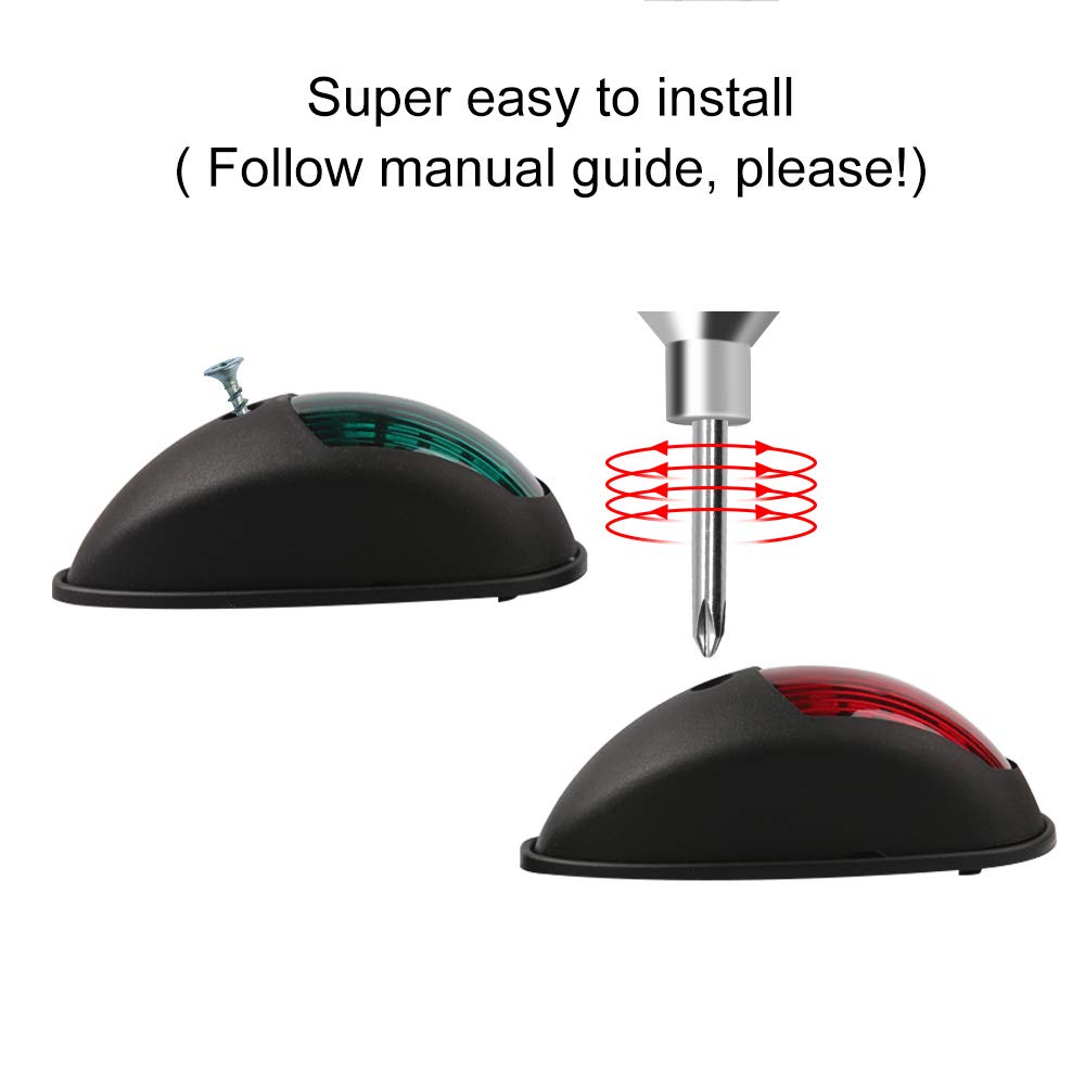 Sebnux Boat Navigation Light, LED Bow Light for Pontoon & Small Boats, Model ACK007, Black