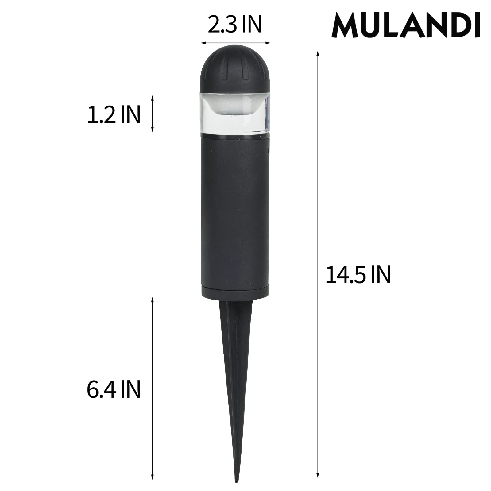 MULANDI 2W LED Landscape Bollard Pathway Light, Waterproof Black Aluminum, 3000K Warm White, Low Voltage, Pack of 4