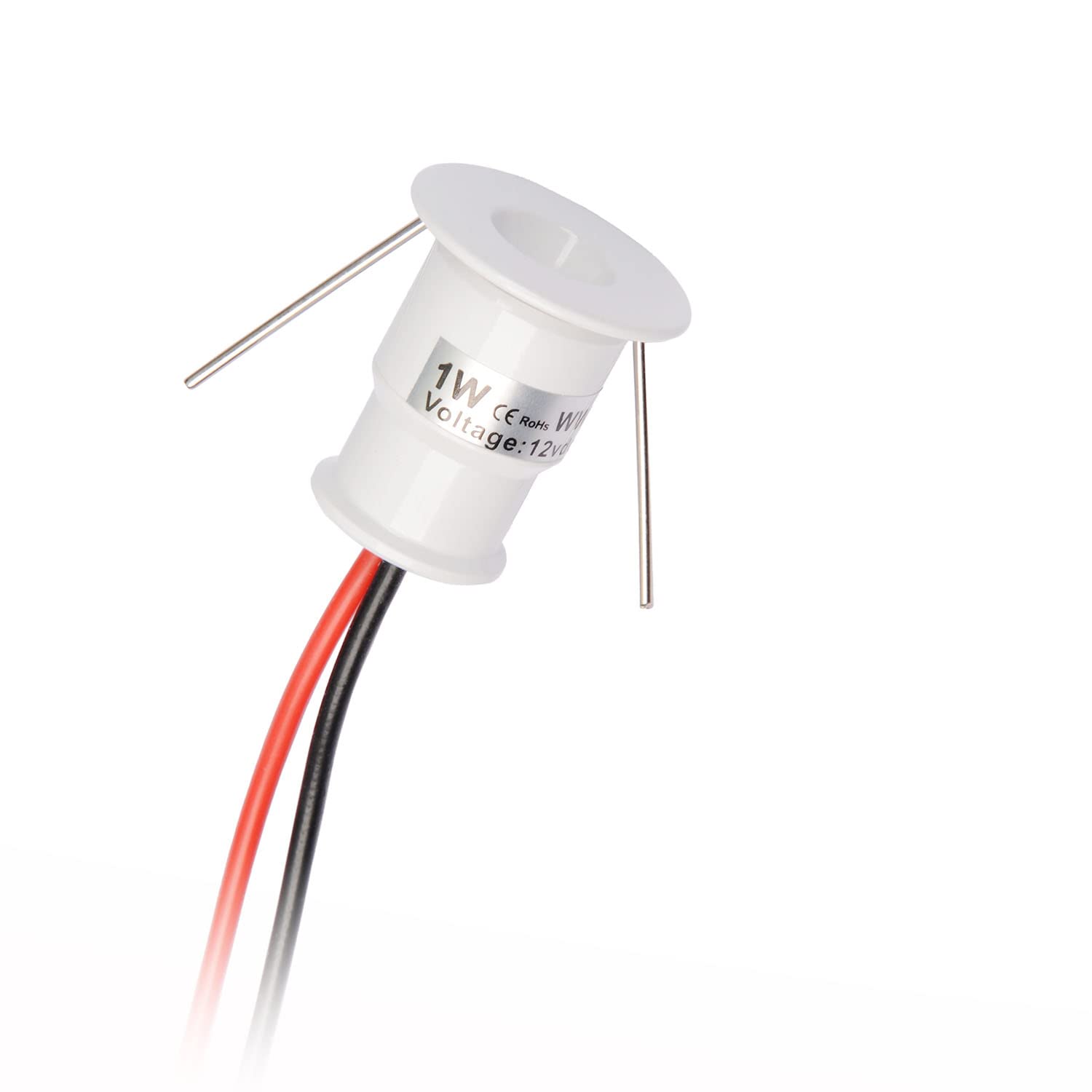 Quentacy Mini LED Spotlight 1W DC12V 3000K White Shell 10-Pack for Jewelry Display and Reading Lighting