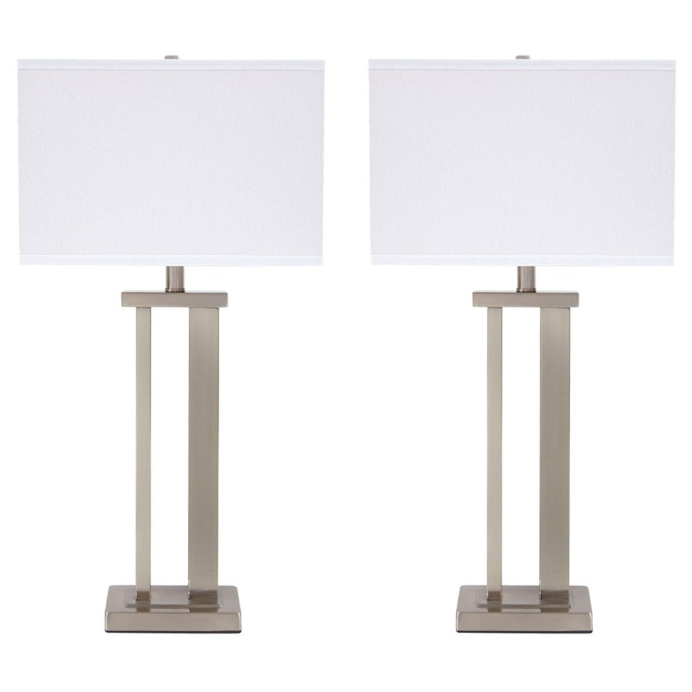 Signature Design by Ashley Table Lamp, Metal, Silver, 8.5inD x 15inW x 29.5inH, Model L204054