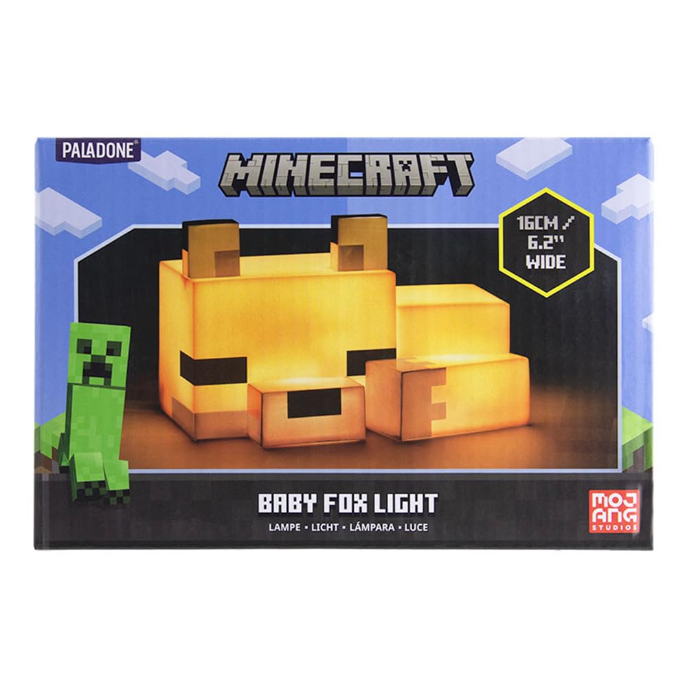 Paladone Minecraft Cute Fox Night Light - Soft Orange Glow Desk Lamp for Kids - Officially Licensed Gaming Decor - Model PP9472MCF