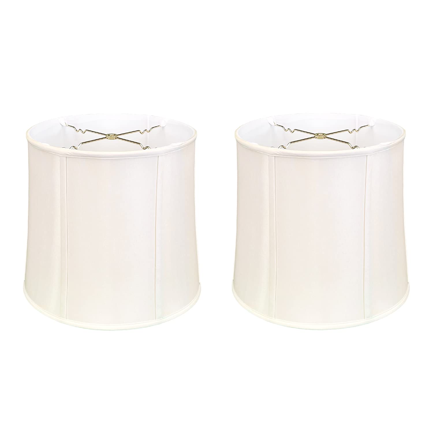 Royal Designs, Inc. Drum Lamp Shade, Faux Silk, 13 x 14 x 14, White, 2-Pack, Model BS-719-14WH-2